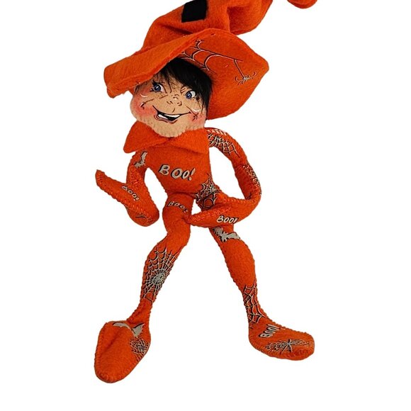 Annalee Hobgoblin Elf Halloween Orange Boo Spider Webs Bats 10" - Picture 2 of 8